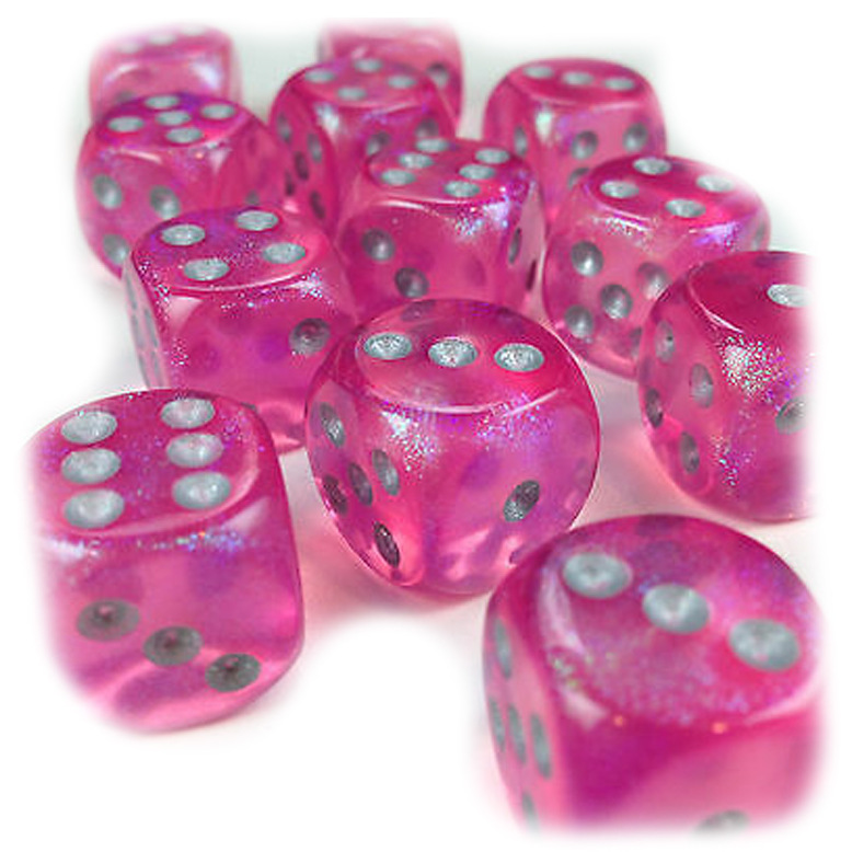 Kostka šestistěnná 16mm - Pink/Silver